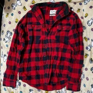 Men’s Red and Black Flannel Shirt M